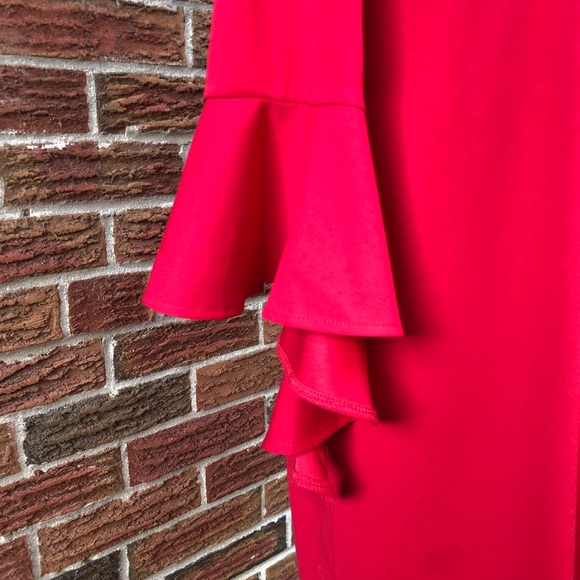 Chic Long Sleeve Red Dress with Ruffle Detail - Picture 3 of 8